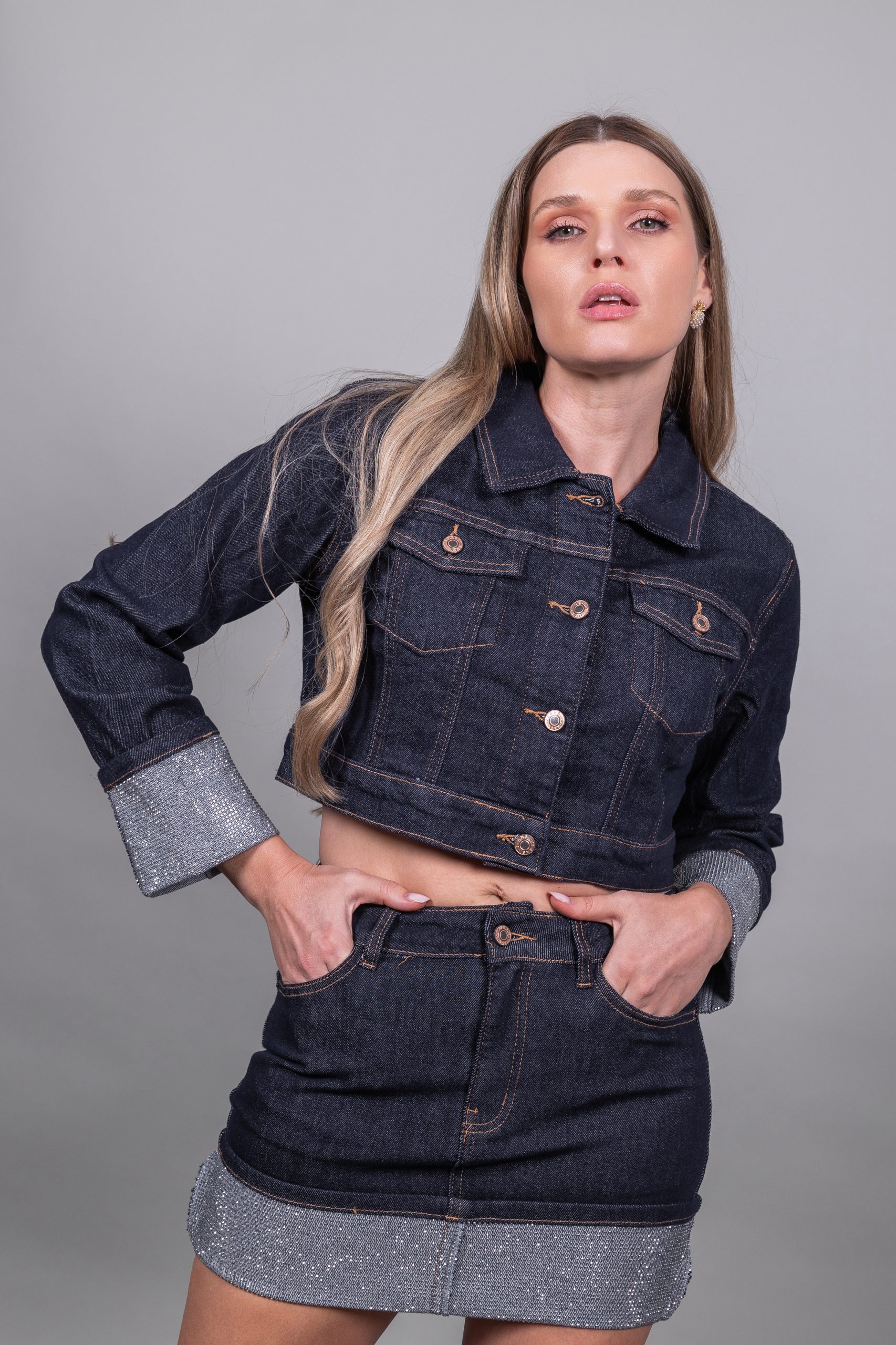 0824 Τζιν φούστα με στρας - Image 1